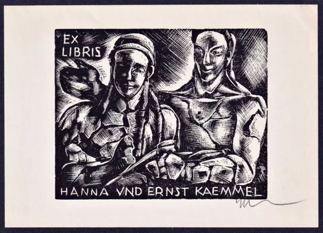 Exlibris Hanna und Ernst Kaemmel bookplate ex-libris Hans Schulze