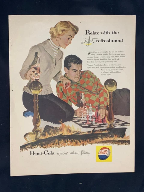 Magazine Ad* - 1957 - Pepsi - chess