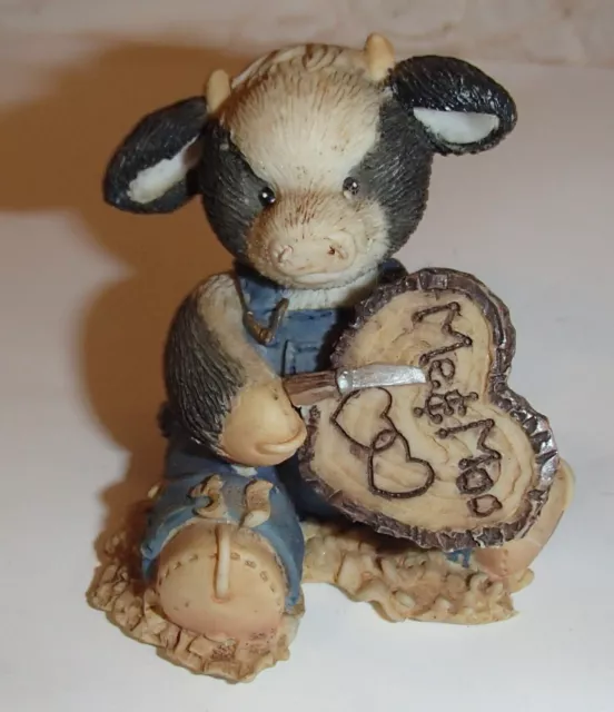 Moo Carved a Place in My Heart Enesco Cow in Overalls 1996 Figurine Me & Moo