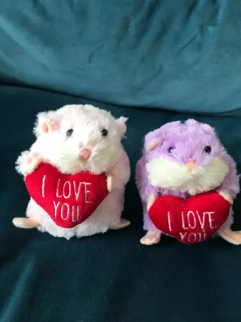 2 x GANZ PINK & LILA I LOVE YOU LI'L HAMSTER WEICHSPIELZEUG