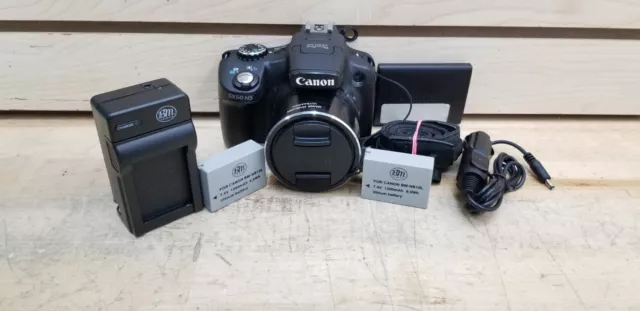 Canon PowerShot SX50 HS Black 4.3-215MM Digital Camera W/ 2X Battery & Charger