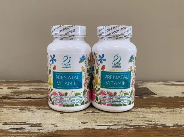 2-Pack Actif Organic Prenatal Vitamin DHA EPA Choline Omega-3, 90 Softgels 10/24