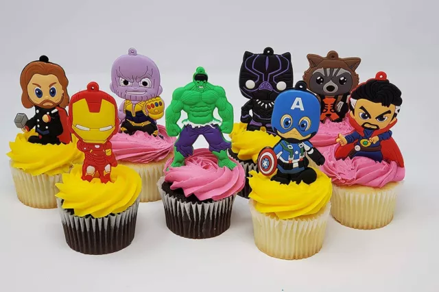 Avengers Birthday Cake Topper and Party Favor Set with Iron Man, Hulk, Thor, and