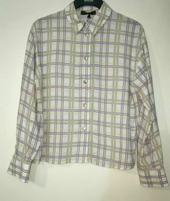 Camicia M&S AUTOGRAFA OVERSIZE dettaglio bottoni a quadretti ~ taglia 10 ~ PRP £39,50