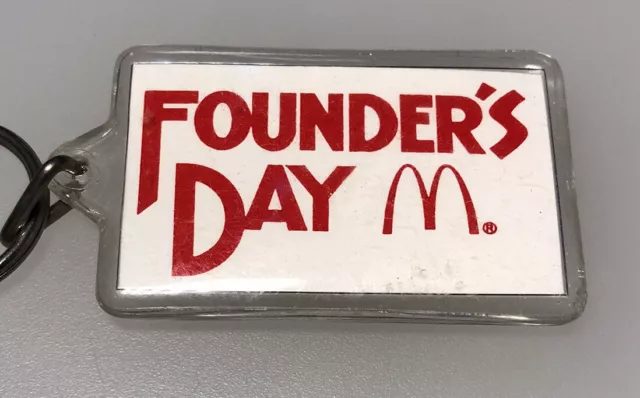 Vintage McDonald’s Founders Day Ray Kroc Fast Food Restaurant Keychain Key Ring