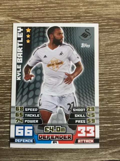 2014-2015 Match Attax EPL, Kyle Bartley, Swansea City AFC, Defender, Card, Topps