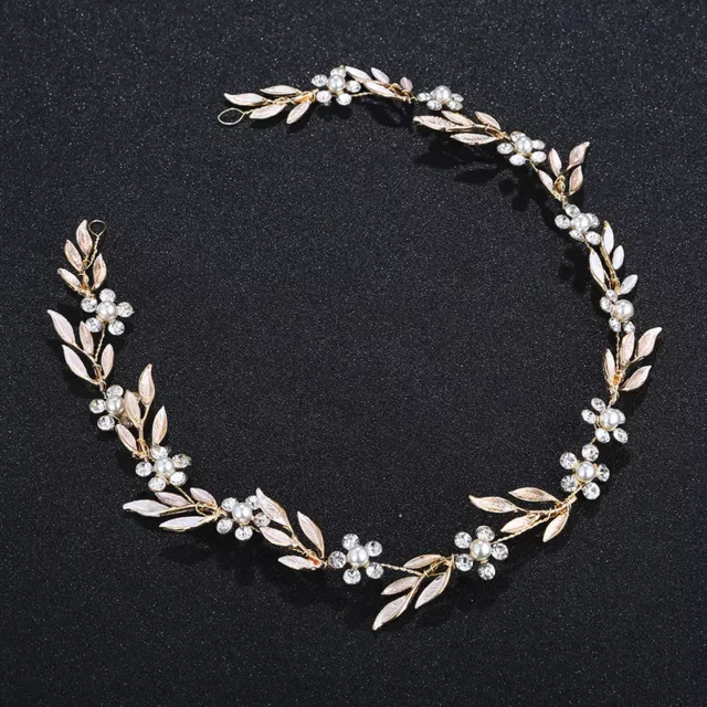 Impresionantes tocados de boda con perlas de cristal de halo florales para cabello con cuentas de vid