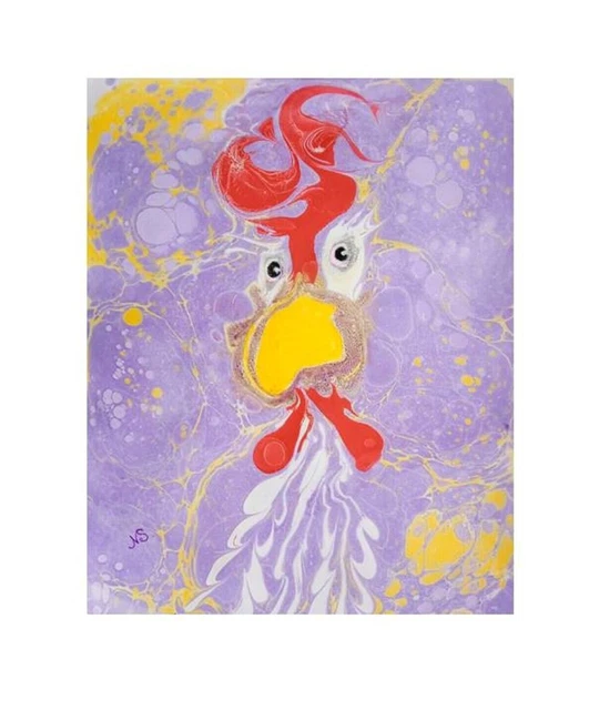 Pintura abstracta Original Rooster Wall Art Colorful Bird Unique Artwork 10x8 in