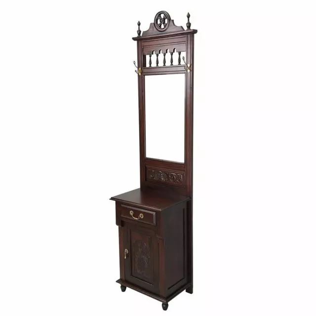 Solid Mahogany Wood Small Hall Stand Single Door Antique Reproduction Style