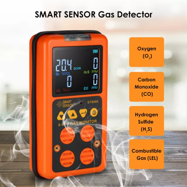 4 in 1 Digital Gas Detector Oxygen Hydrogen Sulfide Carbon Monoxide Air Monitor 2