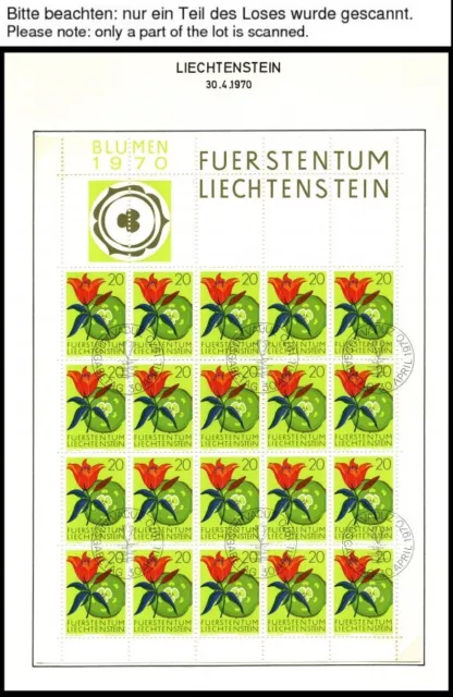 LIECHTENSTEIN 1970, Naturschutzjahr in Kleinbogen, Ersttags-Sonderstempel, Prach