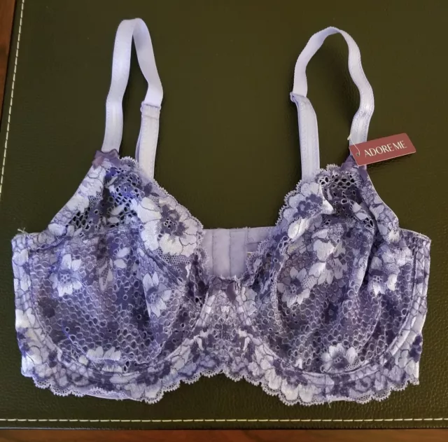 Adored by Adore Me Women's Unlined Underwire Chelsey Blue Lace Bra Size 34C  NEW