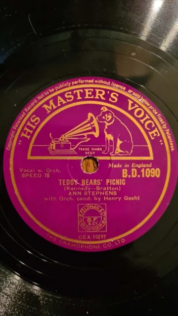 Ann Stephens, Teddy Bear’s Picnic 1944 shellac 10" 78rpm VG+