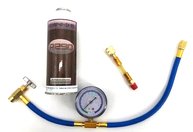 Enviro-Safe R290 8 oz. can, Gauge Set & Proseal & Dye Mini Direct Inject Kit