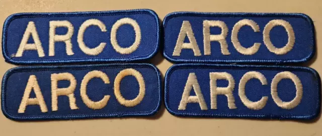 Lot of 4 VINTAGE ARCO GASOLINE GAS STATION EMBROIDERED PATCHES-New Old Stock