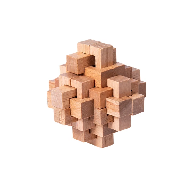 IQ BRAIN TEASER Cube Jigsaw Ming Lock Wooden Puzzle Educational Game ...