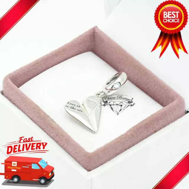 Pandora Heart Paper Plane Pendant, Love is in the Air, Bracelet Charm 797876CZ