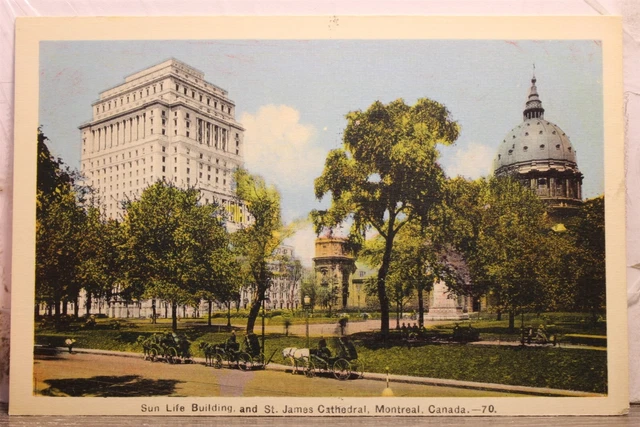 Canada Quebec Montreal St James Cathedral Sun Life Building Postcard Old Vintage