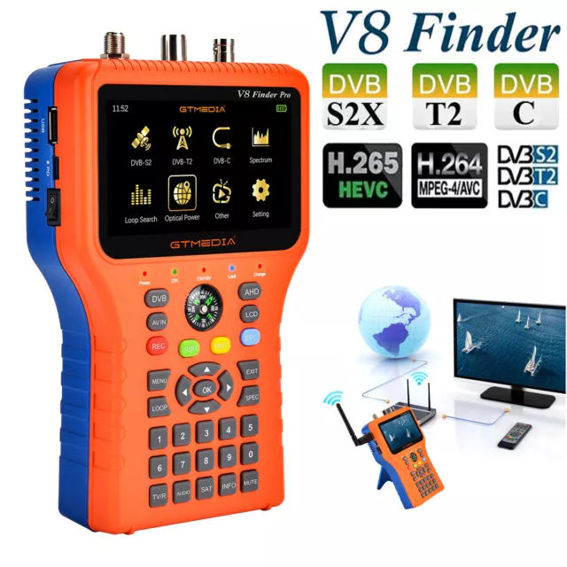 Detector de señales de TV GTMEDIA V8 Finder Pro DVB-S/S2/S2X/T/T2/C 4,3"" pantalla D9H9