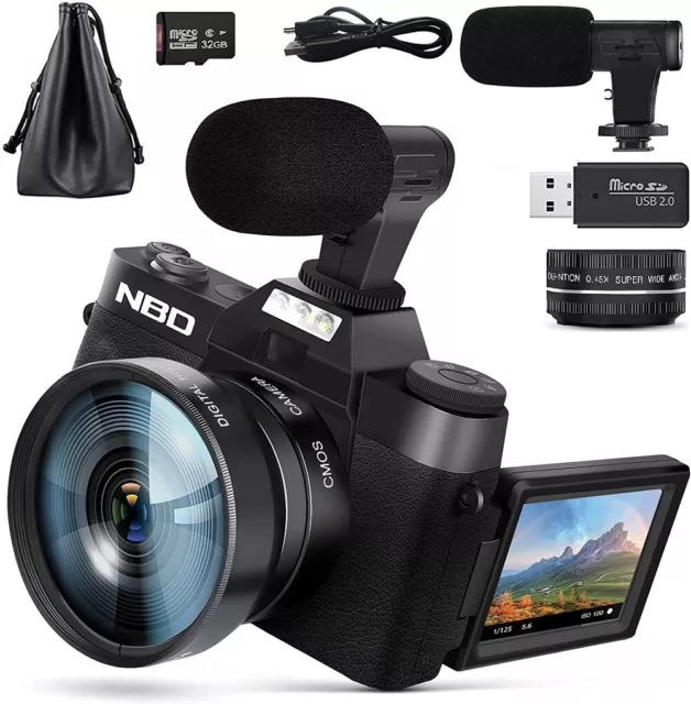 NBD Digital Camera 4K 48MP 16X WIFI Autofocus w/ Lens Microphone For YouTube