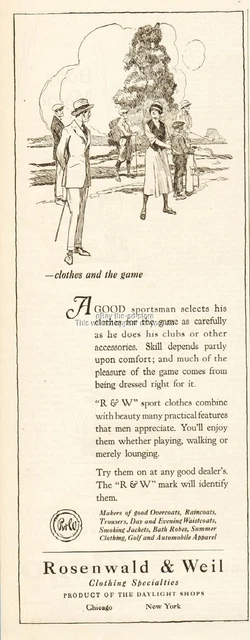 1920 Rosenwald Weil Chicago New York golf theme vintage clothing fashion ad