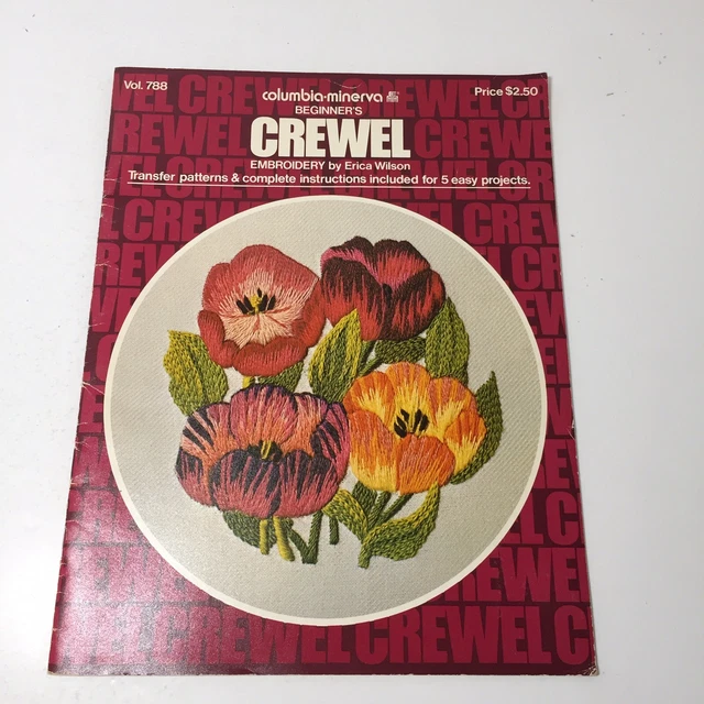Libro de patrones de bordado Columbia Minerva crewel para principiantes de Erica Wilson