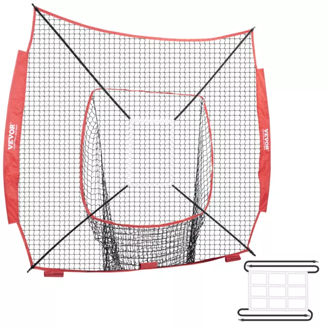 VEVOR 7x7 ft Baseball Softball Practice Net Hitting Batting Training Strike Zone