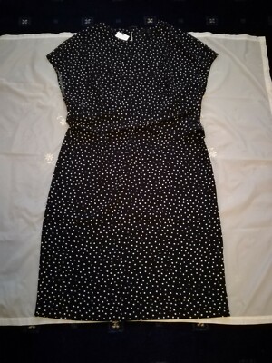 Next Navy Blue With White Spot Dress UK 14T BNWT