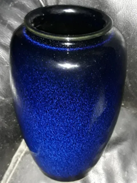 Mid-century Japanese cobalt blue mottled ceramic vase with flared rim, unmarked