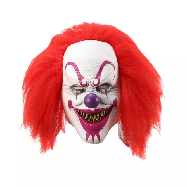 Clown Full Face Mask Costume Cosplay Halloween Party Red Eye Latex Headgear