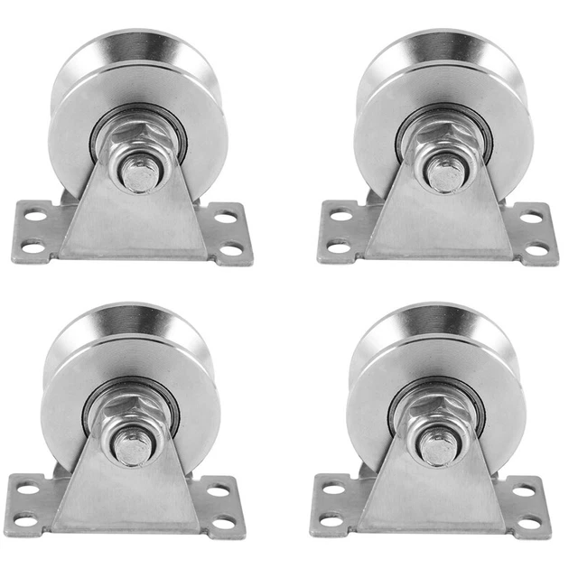 4 Pack V-Type Stainless Steel Pulley Block D?Mpfer Bearing Sliding Roller RunB7D2