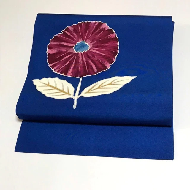 8437# Japanese Vintage Nagoya Obi Belt kimono Pure Silk Morning Glory Flowers