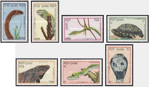 Timbres Reptiles Kampuchéa 844/50 ** (33411F)