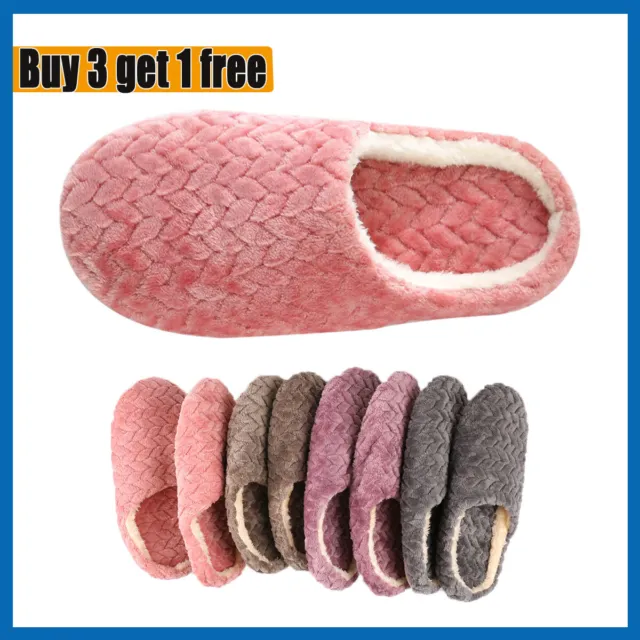 Men Women Slippers Ladies Winter Warm Fur Lined Mules Shoes House Size 5.0-8.5