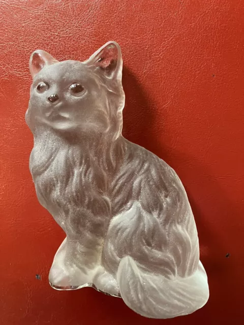 Vtg Viking Frosted Art Glass Hand Made Cat Kitten Figurine Paperweight Bookend