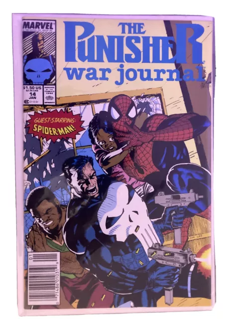 Punisher War Journal #14 VF/NM 9.0 1989 Marvel Comic Jim Lee Cover Spiderman App