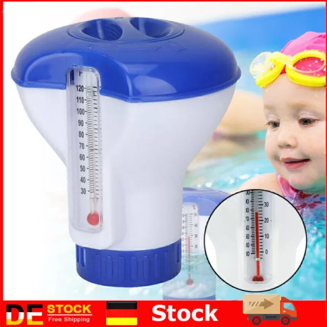 5"Pool Schwimmender Chlordosierer Chlorspender Dosierschwimmer mit Thermometer U