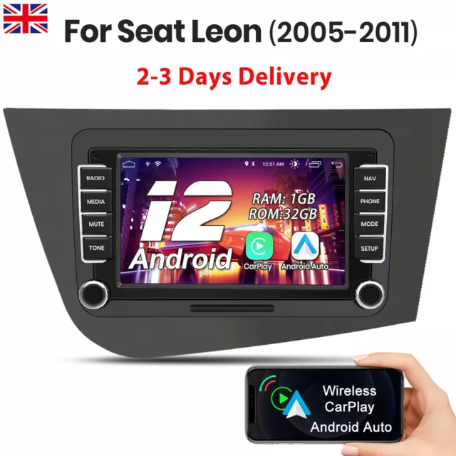 7"Android 12 Car Stereo Radio Carplay For Seat Leon MK2 2005-2011 GPS Sat Nav BT