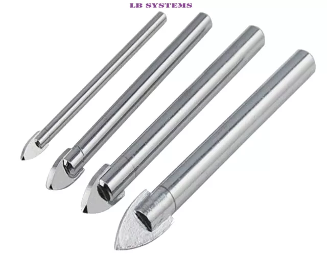 4Pc Tools Ceramic Tile Glass And Mirror Drill Bit Set 4mm 6mm 8mm 10mm bits