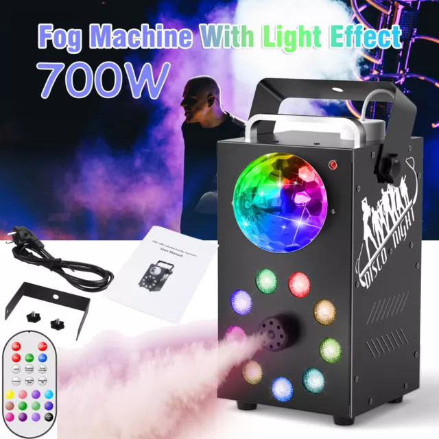 9LED 700W Smoke Fog Machine W/Remote Effect DJ Disco Stage Holiday Party Lights