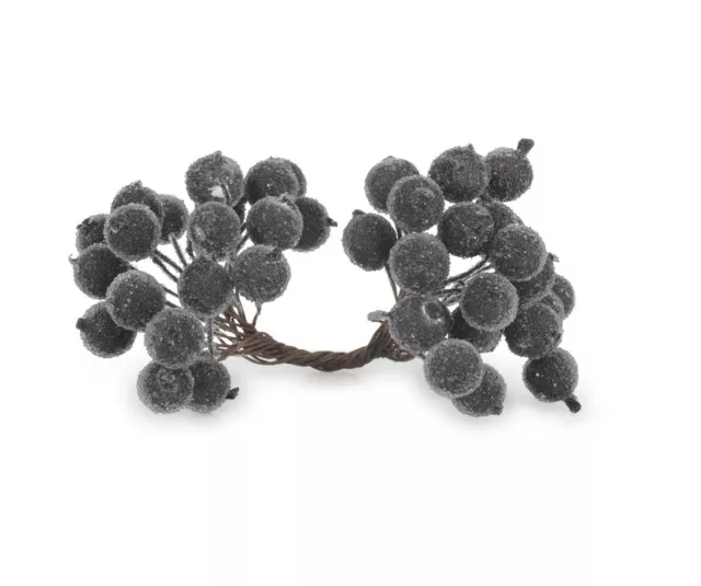 Beeren am Draht FROST schwarz, 40 Beeren, Länge ca. 15 cm, Durchmesser: 1,2cm
