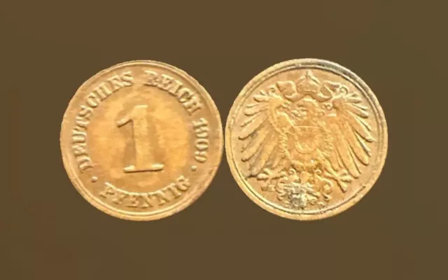 Münze Deutsches Reich Kaiserreich 1 Pfennig 1909 D