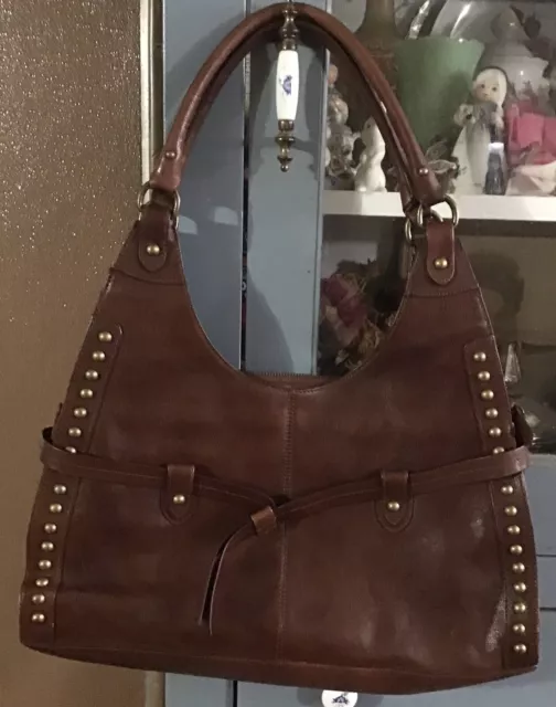 Perlina  New York Leather Shoulder Bag Brown Tote, Purse