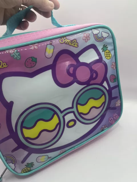 Sanrio Hello Kitty Kids Lunch Box 3-D Ears and Rainbow Sequins Insulated Bag  