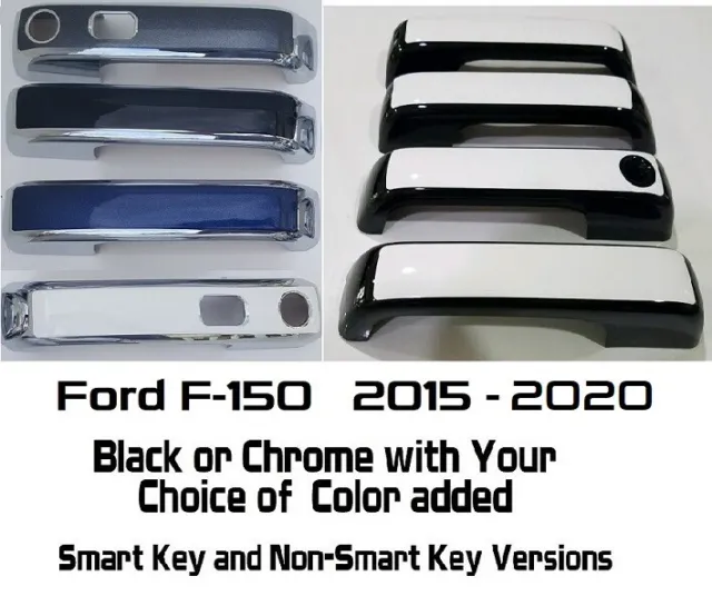 Custom Black OR Chrome Door Handle Overlays 2015 - 2020 Ford F-150 YOU PICK CLR