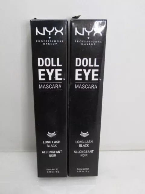 Nyx Professional Makeup Doll Eye Mascara De01 Long Lash 0.28 Oz Lot Of 2