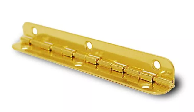 Piano Hinge - Stop 90 Degree - 75mm X 10mm -Mirror Polished Brass H11-PIANO-7510