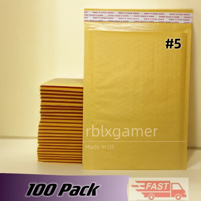 100 PCS #5  10.5''x15'' Kraft Bubble Mailers Padded Envelopes   Made in USA