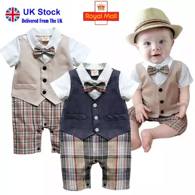 Toddler Baby Boys Gentleman Romper Bodysuit 1st Birthday Clothes Infant Outfits