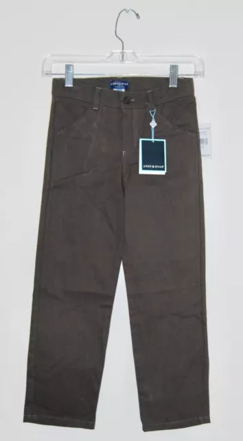 NWT Andy & Evan Little Boys Dark Gray Twill Chino Pants sz 7 Years